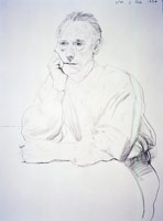 David Hockney  /  
Maurice Payne, 6 Feb., 1994 /  
crayon on paper /  
30 1/4 x 22 1/2 in. (76.835 x 57.15 cm) /  
Private collection