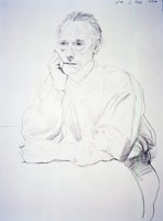 David Hockney  /  
Maurice Payne, 6 Feb., 1994 /  
crayon on paper /  
30 1/4 x 22 1/2 in. (76.835 x 57.15 cm) /  
Private collection