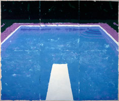 David Hockney / 
Pool on a Cloudy Day (Paper Pool 21), 1978 / 
colored and pressed paper pulp / 
72 x 85 1/2 in. (182.9 x 217.2 cm) / 
Private collection