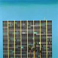 David Hockney / 
Savings and Loan Building, 1967 / 
acrylic on canvas / 
48 1/2 x 48 1/4 in. (123.19 x 122.55 cm) / 
Private collection