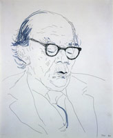 David Hockney / 
Sir Isiah Berlin with Eyes Closed, 1980
ink on paper
Paper: 17 x 14 in. (43.2 x 35.6 cm)
Framed: 25 1/4 x 22 1/4 in. (64.1 x 56.5 cm)
Private collection