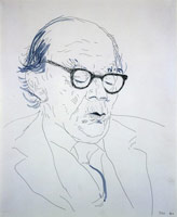 David Hockney / 
Sir Isiah Berlin with Eyes Closed, 1980
ink on paper
Paper: 17 x 14 in. (43.2 x 35.6 cm)
Framed: 25 1/4 x 22 1/4 in. (64.1 x 56.5 cm)
Private collection