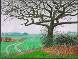 David Hockney  / 
The Field Entrance, January 2006, 2006 / 
oil on canvas / 
Canvas: 36 x 48 in. (91.4 x 121.9 cm) / 
Framed: 36 5/8 x 48 5/8 in. (93 x 123.5 cm) / 
Private collection