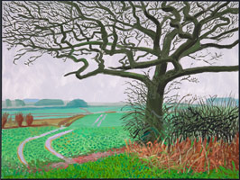 David Hockney  / 
The Field Entrance, January 2006, 2006 / 
oil on canvas / 
Canvas: 36 x 48 in. (91.4 x 121.9 cm) / 
Framed: 36 5/8 x 48 5/8 in. (93 x 123.5 cm) / 
Private collection