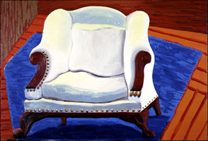 David Hockney / 
Used Chair, 1988 / 
oil on canvas / 
24 x 36 in. (60.9 x 91.44 cm) / 
Private collection