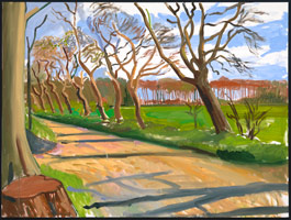 David Hockney  / 
Walnut Trees, 2006 / 
oil on canvas / 
Canvas: 36 x 48 in. (91.4 x 121.9 cm) / 
Framed: 36 3/4 x 48 3/4 in. (93.3 x 123.8 cm) / 
Private collection 