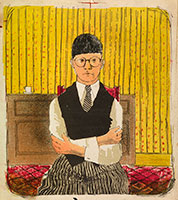 David Hockney / 
Self Portrait, 1954 / 
lithograph in five colors / 
Edition of approximately 5 - not numbered / 
11 1/2 x 10 1/4 in. (29.2 x 26 cm) / 
© David Hockney / 
Photo Credit: Richard Schmidt
