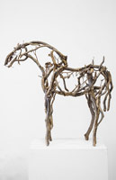 Deborah Butterfield / 
Ohia, 2012 / 
painted bronze / 
 40 1/2 x 41 x 12 in. (102.9 x 104.1 x 30.5 cm) / 
Private collection