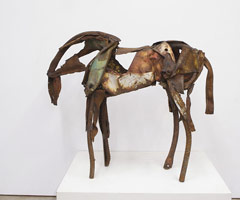 Deborah Butterfield / 
Painted Robe, 2012 / 
found steel, welded / 
41 x 51 x 17 in. (104.1 x 129.5 x 43.2 cm) / 
Private collection