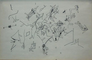 Don Suggs / 
Corona, 1972 / 
ink on paper / 
12 x 18 in. (30.5 x 45.7 cm) / 
Private collection 