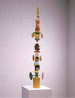 Don Suggs / 
Table Top Feast Pole, 2002 / 
        plastic objects and oil paint / 
        72 x 12 x 8 in. (182.9 x 30.5 x 20.3 cm)