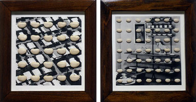 Don Suggs / 
Order (Big Beans/Little Beans), 1992 / 
beans on gelatin silver prints / 
9 5/8 x 9 in. (24.4 x 22.9 cm)