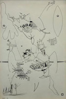 Don Suggs / 
Fly Catcher, 1972 / 
ink on paper / 
18 x 12 in. (45.7 x 30.5 cm) / 
Private collection