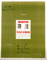 Marcel Duchamp / A Poster Within a Poster: WANTED $2,000 REWARD, 1963 / Signed Poster for “Marcel Duchamp: A Retrospective Exhibition,” at Pasadena Art Museum, 8 Oct – 3 Nov 1963 / Paper Dimensions: 34 7/16 x 27 3/16 in. (87.5 x 69.1 cm) / 
Framed Dimensions: 38 1/4 x 30 3/4 x 1 1/2 in. (97.2 x 78.1 x 3.8 cm)