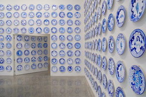 Eduardo Sarabia / 
History of the World, 2008 / 
hand painted ceramic plates / 
each 12.6 in. (32 cm)