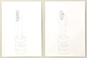 Eduardo Sarabia  / 
History will repeat itself, 2009 / 
pencil on paper / 
diptych: 27.56 x 19.69 in. (70 x 50 cm) each 