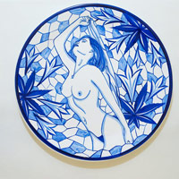 Eduardo Sarabia / 
History of the World 12, 2008 / 
hand painted ceramic plate / 
12.6 in. (32 cm) 
