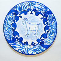 Eduardo Sarabia / 
History of the World 24, 2008 / 
hand painted ceramic plate / 
12.6 in. (32 cm)
 