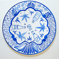 Eduardo Sarabia / 
History of the World 148, 2008 / 
hand painted ceramic plate / 
12.6 in. (32 cm)