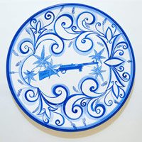 Eduardo Sarabia / 
History of the World 201, 2008 / 
hand painted ceramic plate / 
12.6 in. (32 cm)
 