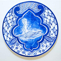 Eduardo Sarabia / 
History of the World 148, 2008 / 
hand painted ceramic plate / 
12.6 in. (32 cm)