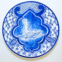 Eduardo Sarabia / 
History of the World 148, 2008 / 
hand painted ceramic plate / 
12.6 in. (32 cm)