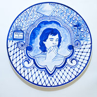 Eduardo Sarabia / 
History of the World 562, 2008 / 
hand painted ceramic plate / 
12.6 in. (32 cm)
 