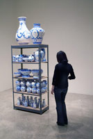 Eduardo Sarabia / 
History of the World (Consolidated), 2008 / 
77 hand painted ceramic and glass items