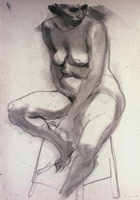 Frederick Hammersley / 
Seated nude, 1949 / 
pencil  / 
22 x 17 in. (55.9 x 43.2 cm)