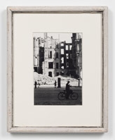 Frederick Hammersley / 
Berlin Street 1945, 1945 / 
black and white photograph in artist-made frame / 
image: 6 1/2 x 4 1/2 in. (16.5 x 11.4 cm) / 
frame: 11 1/2 x 9 in. (29.2 x 22.9 cm) / 
Private collection
