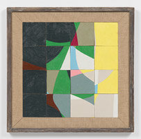 Frederick Hammersley / 
Cut up, #30c 1964 / 
oil on chipboard panel in artist-made frame / 
panel: 16 x 16 in. (40.6 x 40.6 cm) / 
frame: 21 1/4 x 21 1/4 in. (54 x 54 cm)
