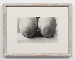 Frederick Hammersley / 
Debby's knees, 1970 / 
black and white photograph in artist-made frame / 
image: 4 1/2 x 7 in. (11.4 x 17.8 cm) / 
frame: 9 1/2 x 12 in. (24.1 x 30.5 cm)