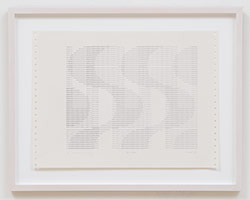 Frederick Hammersley / 
GEE WHIZ, 1969 / 
computer-generated drawing on paper / 
paper: 11 x 15 in. (27.9 x 38.1 cm) / 
Private collection