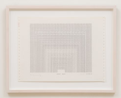 Frederick Hammersley / 
THOUGHT HOLDER, 1969 / 
computer-generated drawing on paper / 
paper: 11 x 15 in. (27.9 x 38.1 cm) / 
Private collection