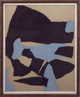 Frederick Hammersley / 
Black & blue, 1964 / 
collage / 
31 1/2 x 25 1/2 in. (80 x 64.8 cm)
 