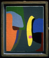 Frederick Hammersley /  
Different drummer, 1987 /  
oil on linen on 3 ply birch /  
11 x 9 in. (27.9 x 22.9 cm) /  
Private collection 