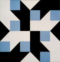 Frederick Hammersley / 
Out of the blue, #7 1994 / 
oil on linen / 
45 x 45 in. (114.3 x 114.3 cm) / 
Private collection 