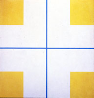 Frederick Hammersley / 
Source, 1963 / 
oil on cotton / 
47 x 45 in. (119.4 x 114.3 cm) / 
Private collection 