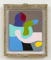 Frederick Hammersley / 
New member, 1989 / 
oil on rag paper on linen on wood / 
11 x 9 in. (27.9 x 22.9 cm) / 
14 1/4 x 11 3/4 in. (36.2 x 29.8 cm) framed