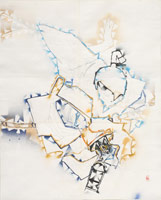 Study of Fatal Match (Yoshitsune), 2006 / 
      spraypaint, paint marker and pencil on paper / 
      57 3/8 x 46 1/8 in. (145.7 x 117.2 cm) / 
      Private collection 