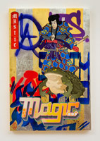 Gajin Fujita / 
Mystic Magic, 2014 / 
spray paint, paint marker, acrylic, 24K and 12K gold leaf on wood panel / 
24 x 16 in. (61 x 40.6 cm)
