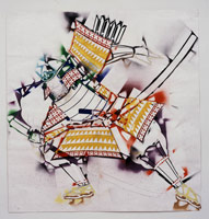 Warrior from Shore Line Duel (Study of), 2004 / 
      spraypaint, marker and pencil on paper / 
      45 x 43.5 in. (114.3 x 110.5 cm) / 
      Private collection