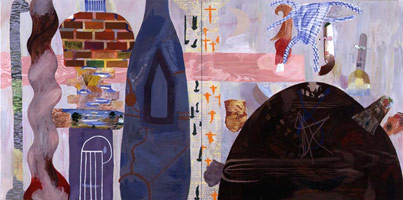 Charles Garabedian /    
Calendar, 1995 (diptych) /    
acrylic on canvas /    
90 x 180 inches overall (228.6 x 457.2 cm) /    
Private collection