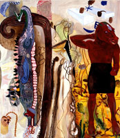 Charles Garabedian / 
Herodotus (Egyptian figure with horse's head at right), 1995 - 96 /  
acrylic on canvas  / 
96 x 84 in. (243.8 x 213.4 cm)