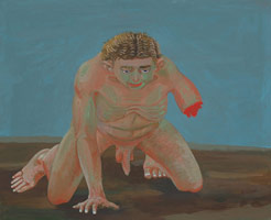 Charles Garabedian /  
Study for the Iliad (Man on his knees with amputated arm, blue background), 1991 /  
acrylic on panel  /  
36 x 44 in. (91.4 x 111.8 cm)