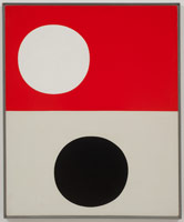 Frederick Hammersley / 
Like unlike, 1959 / 
oil on linen / 
49 x 40 in. (124.5 x 101.6 cm) framed / 
Private collection 