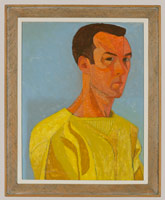 Frederick Hammersley / 
Self portrait, 1950 / 
oil on CB panel / 
23 x 18 in. (58.4 x 45.7 cm) framed / 
Collection of the Albuquerque Museum, New Mexico