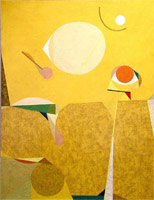 Frederick Hammersley / 
Yellow place, #5 1957 / 
oil on linen / 
38 x 26 in (96.5 x 66 cm) / 
Private collection 