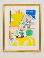 David Hockney / 
Untitled (Backyard Echo Park III), 1984 / 
gouache on paper / 
30 1/2 x 22 1/2 in. (77.5 x 57.2 cm) / 
Framed: 39 1/2 x 31 1/2 in. (100.3 x 80 cm) / 
Private collection