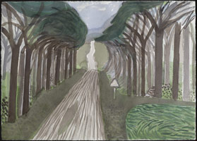 David Hockney  / 
Woldgate. Woods. 31 III 04., 2004 / 
watercolor on paper / 
Unframed: 29 1/2 x 41 1/2 in. (74.5 x 105.4 cm) Framed: 32 3/4 x 44 1/2 in. (83.2 x 113 cm) / 
Private collection